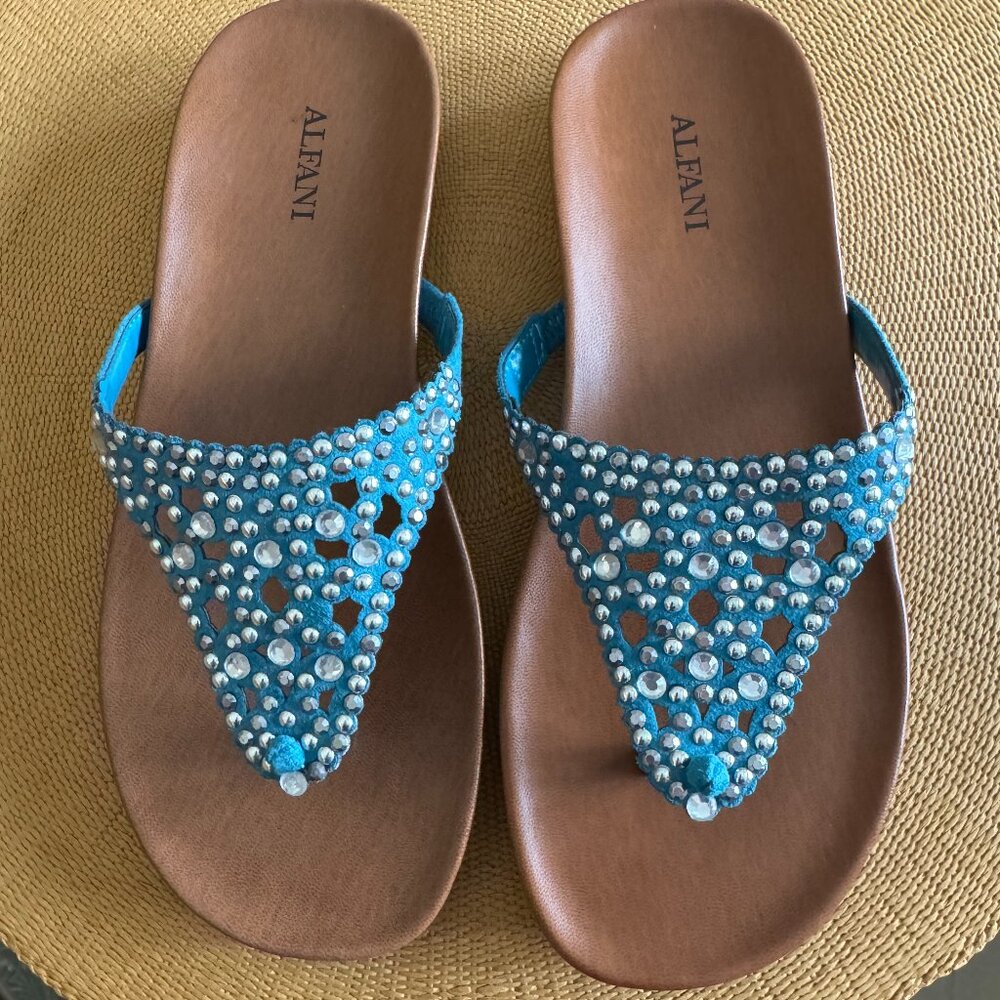 Alfani Teal Blue Rhinestone Sandals